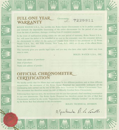 rolex certificate of authenticity.